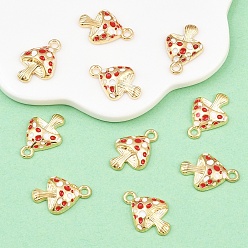 Красный 10шт. эмалированные подвески из сплава, грибное очарование, золотые, красные, 27x12 мм, отверстие : 2 мм