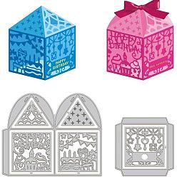 Box Углеродистая сталь разрезает трафареты, для diy scrapbooking, Фотоальбом, декоративная бумага для тиснения, цвет нержавеющей стали, коробка, 77~108x77~130x0.8 мм, 2 шт / комплект