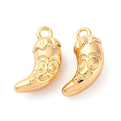 Настоящее золото 18K Латунные подвески, без кадмия, без никеля и без свинца, перец прелести, реальный 18 k позолоченный, 12x8x5 мм, отверстие : 1.4 мм