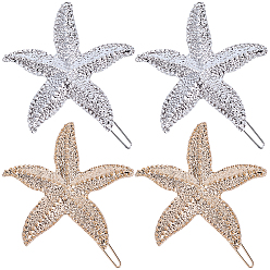 (52) Непрозрачная лаванда 4 шт. 2 цвета цинковый сплав заколки для волос, морская звезда, разноцветные, 53x60x7 мм, 2 шт / цвет