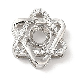 Silver Brass Crystal Rhinestone Pendant Cabochon Settings, Open Back Settings, Flower, Silver, Tray: 5mm, 15.5x14x6mm, Hole: 1.5x2.5mm