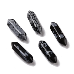 Snowflake Obsidian Natural Snowflake Obsidian Healing Stones, Reiki Energy Balancing Meditation Therapy Wand, No Hole, Faceted, Double Terminated Points, 22~23x6x6mm