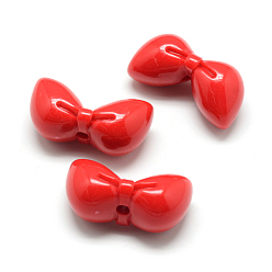 Red Opaque Acrylic Beads, Bowknot, Red, 29x14x13mm, Hole: 3mm, about 155pcs/500g