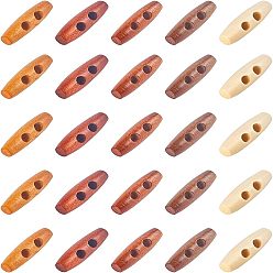 (52) Непрозрачная лаванда Натуральные деревянные пуговицы, кнопки переключения рупора, 2-луночное, для пошива аксессуаров, разноцветные, 40x11 мм, отверстие : 6 мм, 5 цветов, 20 шт / цвет, 100 шт / пакет