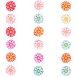 Mixed Color Resin Cabochons, Flower, Mixed Color, 12x12x5mm, 100pcs/box