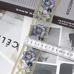 Steel Blue 15 Yards Polyester Embroidery Flower Ribbon, for Crafts Wedding Gift Wrapping, Steel Blue, 2 inch(50mm)