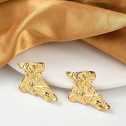 Самородки 304 серьги-гвоздики из нержавеющей стали для женщин, реальный 18 k позолоченный, самородки, 26x28.5 мм