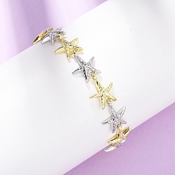 Морская звезда Браслеты из латунной цепочки для женщин, платиной и золотом, морская звезда, 7-1/8 дюйм (18.2 см), ссылка: 15x12x2.5 mm