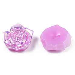 Violet Opaque ABS Plastic Cabochons, AB Color Plated, Rose, Violet, 18x17x6.5mm