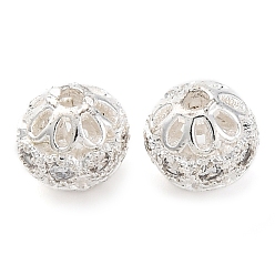Серебро Латунные микро-паве прозрачные кубические цирконии разделители baeds, долговечный, круглые, серебряные, 8x7.5 мм, отверстие : 1.6 мм