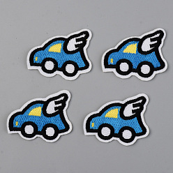 Dodger Blue Computerized Embroidery Cloth Iron on/Sew on Patches, Appliques, Costume Accessories, Car, Dodger Blue, 41x50x1.5mm