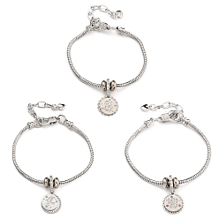 (52) Непрозрачная лаванда Латунные микропаве кубические цирконии европейские браслеты, со стеклом, круглые, разноцветные, 7-1/4 дюйм (18.4 см)