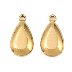 Real 18K Gold Plated 304 Stainless Steel Pendant Cabonchon Settings, Teardrop Charms, Real 18K Gold Plated, 15.5x8x2mm, Hole: 1mm