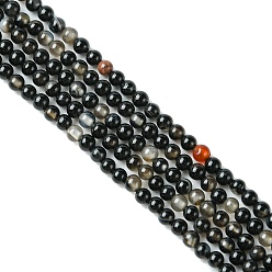 (946F)Морозный цвет внутри  Жонкиль / Непрозрачная зеленая подкладка Натуральный черный агат нитей бисера, круглые, окрашенная и подогревом, 2 мм, отверстие : 0.8 мм, около 178 шт / нитка, 15 дюйм