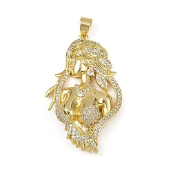 Настоящее золото 18K Латунные микро проложить кубического циркония подвески, женщины, долговечный, без кадмия и без свинца, стойки покрытие, реальный 18 k позолоченный, 43.5x26x8.5 мм, отверстие : 4x5.4 мм