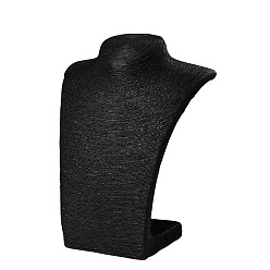 Черный Стереоскопические ожерелье бюст дисплеи, пу манекен дисплеи ювелирных изделий, покрыта ротанга, чёрные, 350x230x140 мм