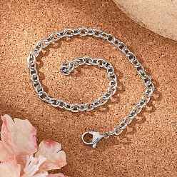 Нержавеющая Сталь Цвет Устойчивые к потускнению 304 браслеты из нержавеющей стали с цепочкой и тросом, с карабин-лобстерами , цвет нержавеющей стали, 7-7/8 дюйм (200 мм), 5 мм