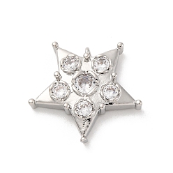 Прозрачный Латунные микро проложить кубического циркония подвески, долговечный, без свинца и без кадмия, платина, магическая фигура, прозрачные, 19x19.5x4 мм, отверстие : 1.2 мм