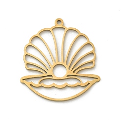 Золотой 201 подвески из нержавеющей стали, формы раковины, лазерная резка, золотые, 22.5x20.5x1 мм, отверстие : 1.2 мм