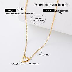 Heart Fashion 304 Stainless Steel & Natural White Shell Pendant Necklaces for Women, Golden, Heart, 15.75 inch(40cm)