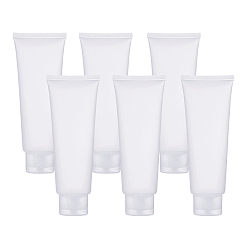 White Flip Cap Plastic Squeeze Bottle, Makeup Hoses, Facial Cleanser Tube, Portable Travel Refillable Bottle, White, 33x158mm, Capacity: 100ml(3.38 fl. oz)