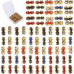 (52) Непрозрачная лаванда Латунные бусины разделители для поставки стразов, класс А, волнистый край, золото , рондель, разноцветные, 6x3 мм, отверстие : 1 мм, 10 цветов, 20 шт / цвет, 200 шт / коробка