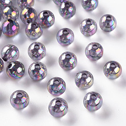 лаванда Прозрачные акриловые бусины, с покрытием AB цвета, круглые, лаванда, 8x7 мм, отверстие : 2 мм, Около 1745 шт / 500 г