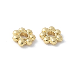 Настоящее золото 18K Латунные бусины-разделители в виде цветка, стойки покрытие, долговечный, без кадмия и без свинца, реальный 18 k позолоченный, 5.5x1.5 мм, отверстие : 1.5 мм