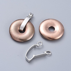 Platinum Brass Donut Bails, Donuthalter, Fit For Pi Disc Pendants Jewelry Making, Nickel Free, Platinum, 30x9mm, Hole: 3.5x5mm, Inner Size(Place for Donut) : 19.5x5mm