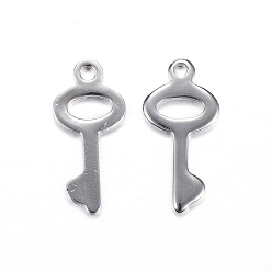 Нержавеющая Сталь Цвет 304 подвески из нержавеющей стали, ключ, цвет нержавеющей стали, 16x7x1 мм, отверстие : 1.2 мм