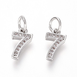 Number Латунные микропаве прозрачные кубические циркониевые подвески, с целью перехода в кольце, число, платина, кол. 7, 11x6x2 мм, отверстие: 3 мм