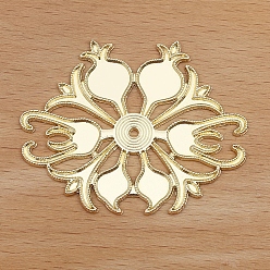 Light Gold Alloy Bead Enamel Settings, Pomegranate Flower, Light Gold, 50x40mm