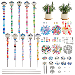Color mezclado Kit de estacas de jardín con cuentas para hacer tú mismo, Incluyen pomos de cajón de porcelana con forma de bola., cuentas europeas de aleación, acrílico y resina, color mezclado, 41.5x28.5 mm, 10 colores, 1 pc / color, 10 pcs