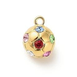 Золотой 304 микро нержавеющей стали прокладывать Цирконом подвески, футбол, золотые, 12x9.5 мм, отверстие : 1.5 мм