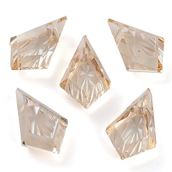 Золотая Тень Подвески из тисненого стекла со стразами, граненые, воздушный змей, золотые тени, 13x8x4 мм, отверстие : 1.2 мм