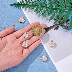 Золотой 6 кусочки четырехлистного клевера, прозрачный кубический цирконий, подвеска, подвеска, латунная подвеска, долговечная подвеска с покрытием для ювелирных изделий, ожерелья, серьги, изготовление ремесел, золотые, 15.5 мм, отверстие : 1.5 мм