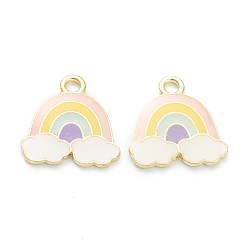 Colorful Alloy Enamel Pendants, for DIY Accessories, Rainbow, Light Gold, Lead Free & Cadmium Free, Colorful, 17x16x1.5mm, Hole: 2mm