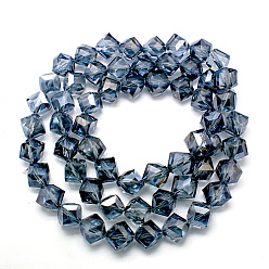 Prussian Blue Crystal Glass Cube Beads Strands, Faceted, Prussian Blue, 11x11x11mm, Hole: 1mm, about 59pcs/strand, 29.9 inch