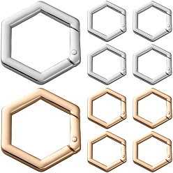 Platinum & Light Gold 10шт 2 цветные пружинные кольца из цинкового сплава, шестиугольник, платина и светлое золото, 39x35x5 мм, 5 шт / цвет