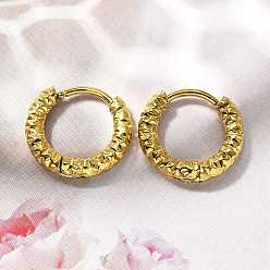 Настоящее золото 14K 304 серьги из нержавеющей стали для женщин, ионное покрытие (ip), кольцо, реальный 14 k позолоченный, 13.5x2.5 мм