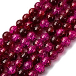 Medium violett rot Lackiert Knistern Glasperlen Stränge, Runde, Ton zwei, Medium violett rot, 12 mm, Bohrung: 1.3~1.6 mm, ca. 66 Stk. / Strang, 31.4 Zoll