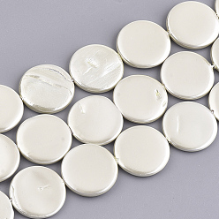 Лимонный шифон Оболочки жемчужина бисер нитей, окрашеные, плоско-круглые, лимонный шифон, 20x3 мм, отверстие : 1 мм, около 20 шт / нитка, 15.9 дюйм