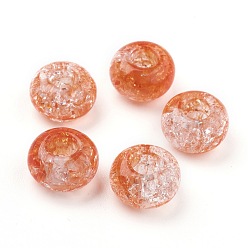 Темно-Оранжевый Прозрачных бусин акриловые треск, бусины с большим отверстием, рондель, темно-оранжевый, 14x8 мм, Отверстие : 5.5 мм , около 510 шт / 500 г