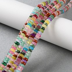 (52) Непрозрачная лаванда Нити бусин из натурального окрашенного белого нефрита, натуральной красной яшмы и синтетического малахита, рондель, разноцветные, 4~4.5x1.5~2.5 мм, отверстие : 0.5 мм, около 174 шт / нитка, 15.16'' (38.5 см)