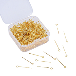 Золотой Железный штифт, золотые, 24x0.7 мм, отверстия: 2 мм, о 450 шт