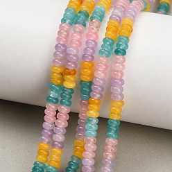 Mixed Color Gradient Color Natural Dyed White Jade Beads Strands, Smooth Rondelle, Mixed Color, 4.5x2~2.5mm, Hole: 0.8mm, about 162~167pcs/strand, 15.16''(38.5cm)