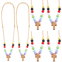 Разноцветный Ожерелье-подвеска из дерева с акриловыми бусинами для женщин, красочный, 18.50~31.50 дюйм (47~80 см)