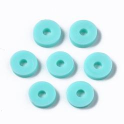 Aquamarine Eco-Friendly Handmade Polymer Clay Beads, Disc/Flat Round, Heishi Beads, Aquamarine, 6x1mm, Hole: 2mm, about 23500pcs/1000g