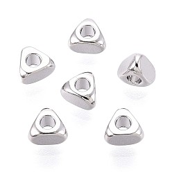 Платинированный Spacer бисер латунные, без кадмия, без никеля и без свинца, треугольные, Реальная платина, 3.5x3.5x2.5 мм, отверстие : 1.5 мм