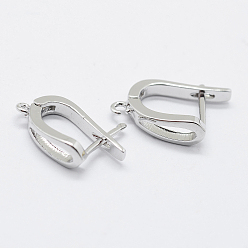 Platinum Brass Hoop Earring Findings with Latch Back Closure, Platinum, 20x13x5mm, Hole: 1mm, Pin: 1mm